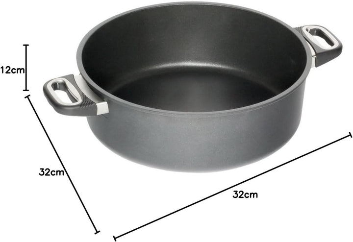 AMT Gastroguss Bratentopf 32 cm Ø, 12 cm hoch, nicht induktionsgeeignet, Lotan® Antihaft-Veredelung,