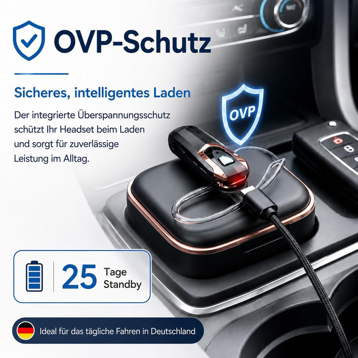 Micool Headset Bluetooth Handy V6.0 mit KI Geräuschunterdrückung & 38 Std. Sprechzeit – Single Ear F
