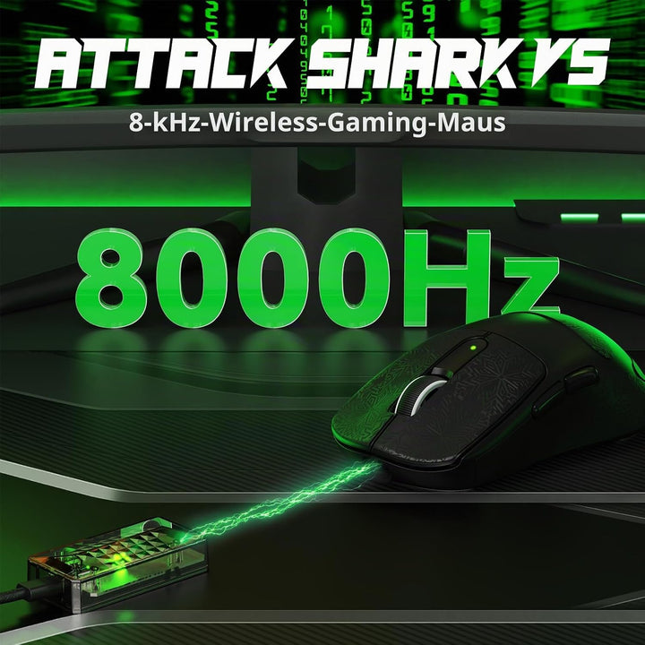 ATTACK SHARK V5 Kabellose Gaming Maus 53g, 20000 FPS, Optische Schalter, PAW3950MAX 42K DPI Sensor,