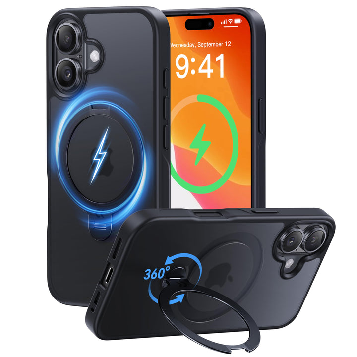 CASEKOO 360° MagicStand (Pro-Version) für iPhone 16 Hülle für MagSafe [Unsichtbarer Ständer] [Militä