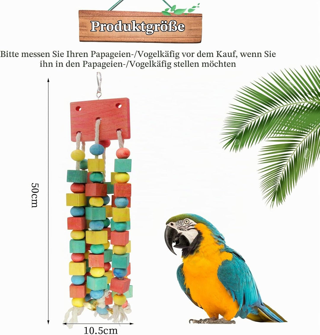 MQUPIN Vogel Papagei Spielzeug Grosse Kauen Natürliche Sittich Papagei Käfig Hängen Kauen Mehrfarbig