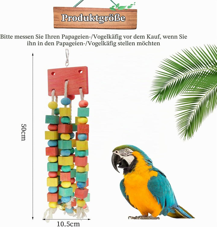 MQUPIN Vogel Papagei Spielzeug Grosse Kauen Natürliche Sittich Papagei Käfig Hängen Kauen Mehrfarbig