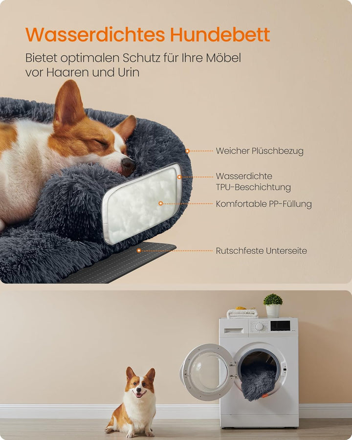 Feandrea FluffyHug Hundebett Plüsch, Hundedecke Sofa, Sofaschutz Hund, Hundekissen, Grösse L, für mi