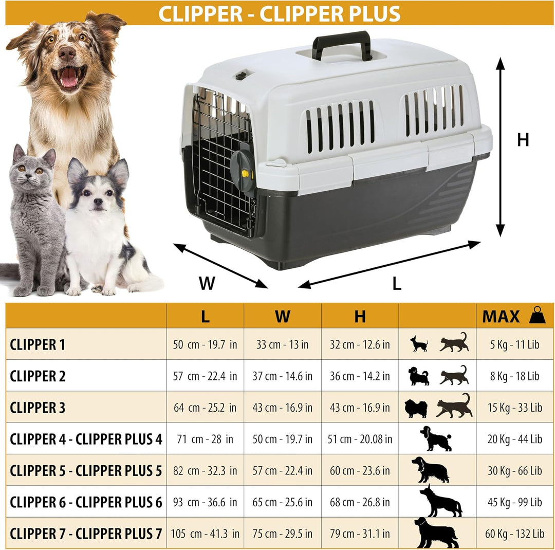 Ferplast Katzentransportbox Clipper 3, Hundetransportbox, IATA-zugelassene Reisebox, Haustiertranspo