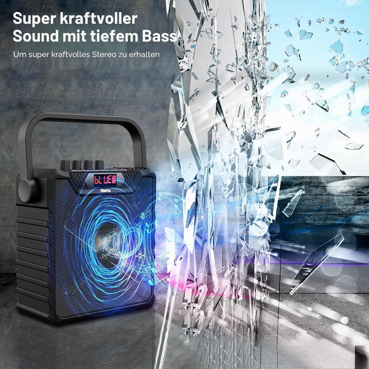 Sprachverstärker mit 2 drahtlosen UHF Mikrofonen,Karaoke Maschine PA-System,Tragbarer Bluetooth Laut
