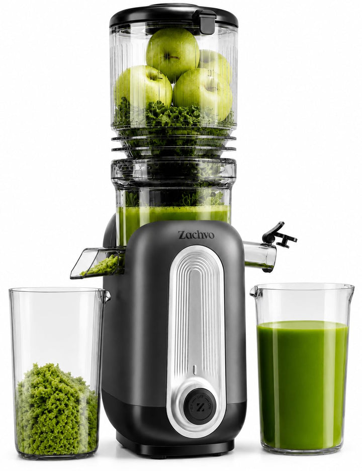 Entsafter Gemüse und Obst Testsieger – Slow Juicer mit 130 mm Extra Breitem Einfüllschacht, Kaltpres