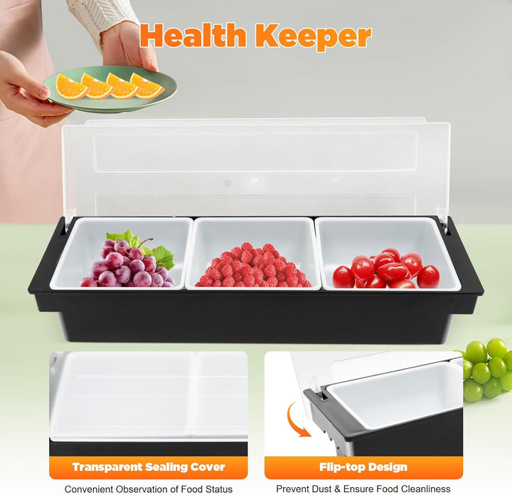 3 oder 5 Einsätzen Zutatenbehälter Topping Behälter, Zutatenbox Cocktail Obst Behälter, für Obst Sna