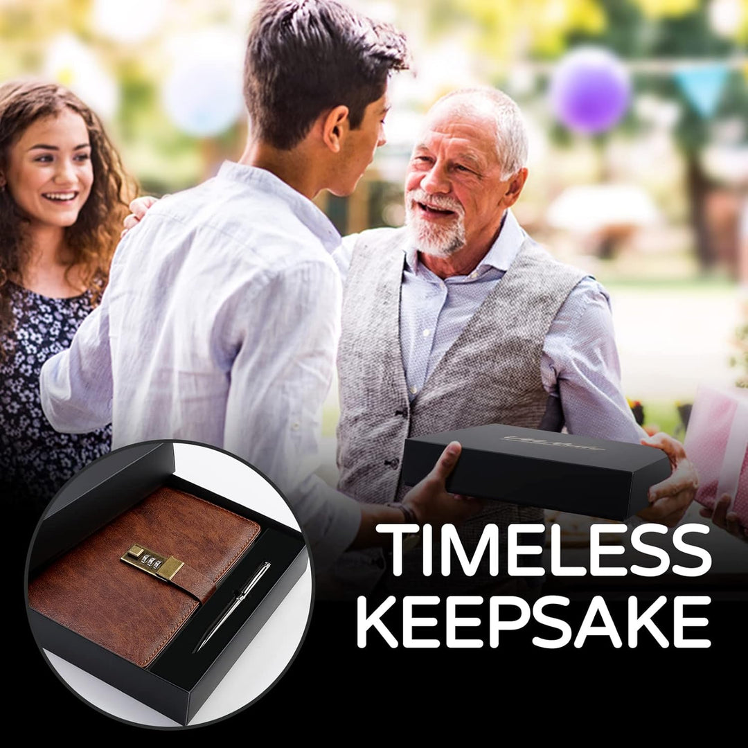 WEMATE Tagebuch mit Schloss, A5 PU Leder Journal mit Schloss 240 Seiten, Vintage Lock Journal mit St