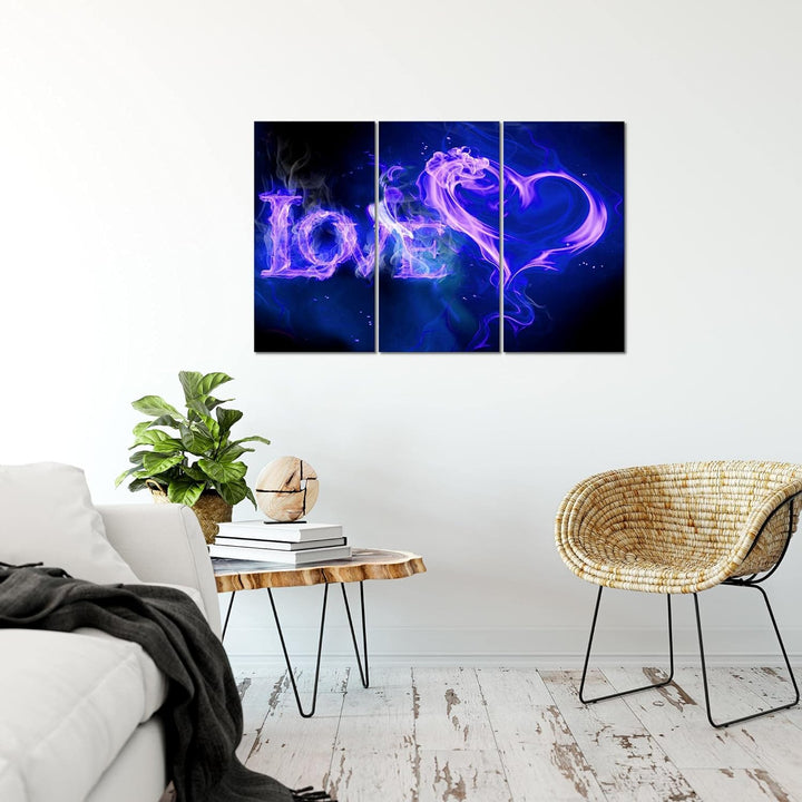 Runa Art Wandbilder Abstrakt Feuer Love Bild XXL Wohnzimmer Schlafzimmer Blau Lila Romantisch 120 x