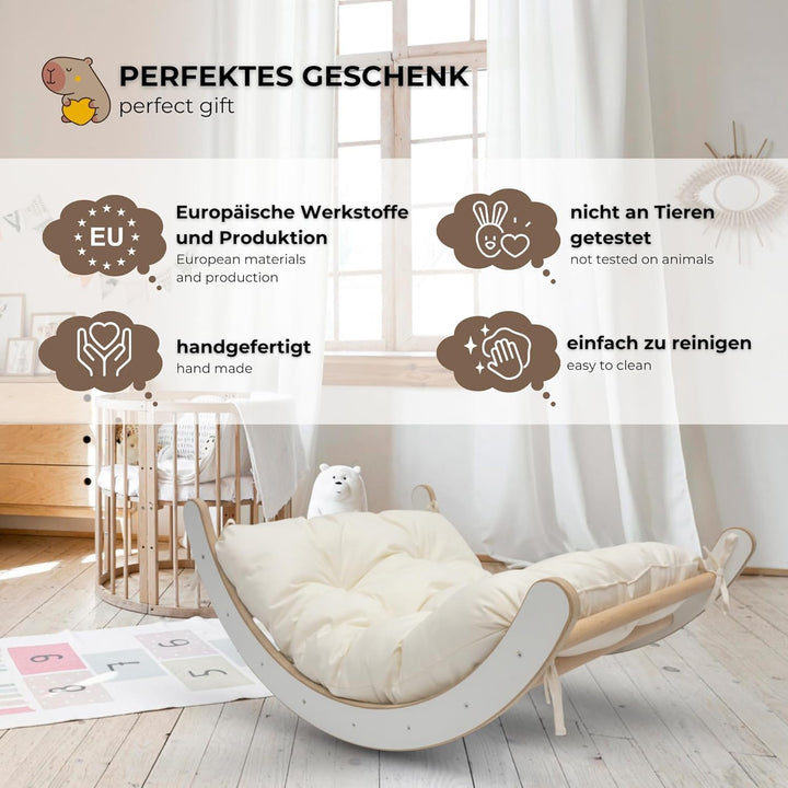MAMOI® Klettergerüst Indoor 3 in 1 Set. Montessori Kletterbogen mit Kissen, Indoor Spielplatz und Ru