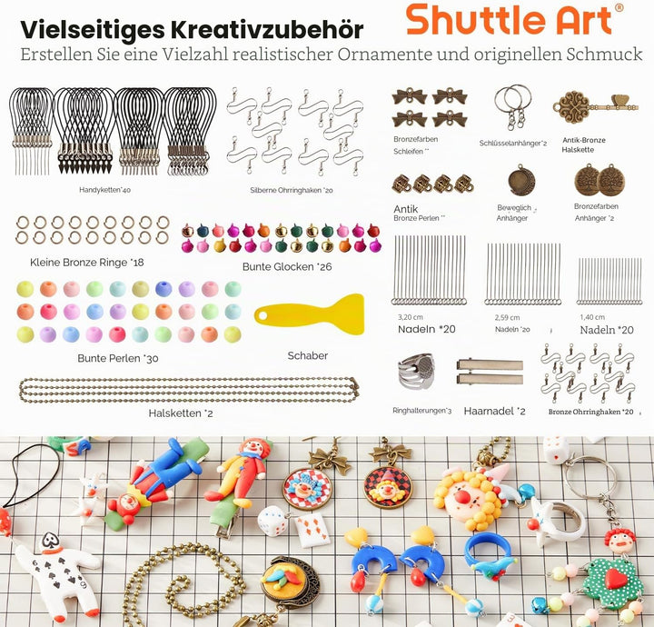 Shuttle Art Polymer Clay Set, 112 Knete Set, Modelliermasse ofenhärtend, Ton mit 112 Farben Backknet