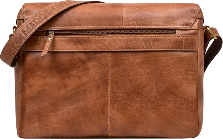Marc Peter® Bergen leder Umhängetasche für Herren Damen | 15.6 Zoll Laptoptasche | Aktentasche aus e