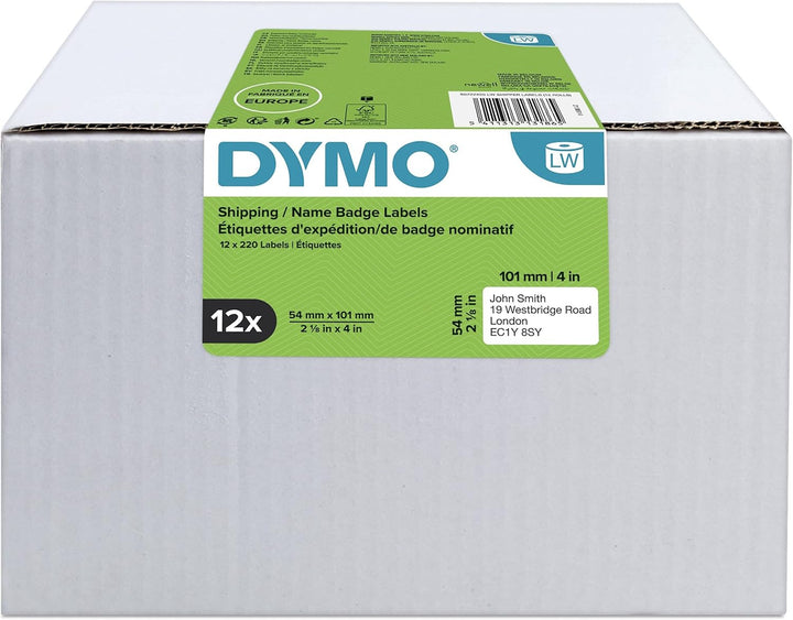 DYMO Original LabelWriter Versandetiketten/-Namensschilder (Gross) | 54 mm x 101 mm | 12 Rollen mit