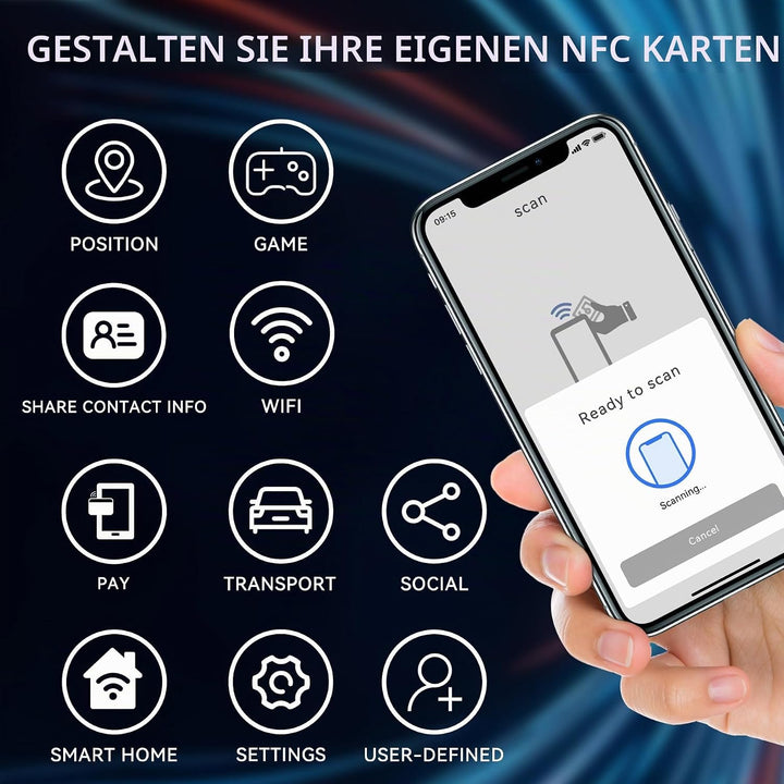 100 Stück NFC Tag Karten, programmierbarer NFC 215 Tag wasserdichte PVC NTAG215 Card CR80, 504 Bytes