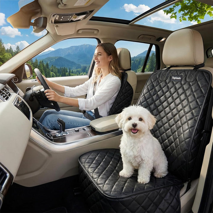 Vordersitzbezug aus PU-Leder, Vollschutz, Hundeautositzbezug mit Seitenklappen, wasserdicht, rutschf