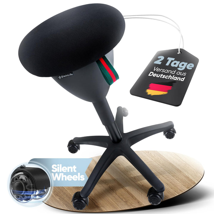 Bürohocker Ergonomisch [TESTSIEGER] Rollhocker Sitzhocker Höhenverstellbar [48-68cm] Ergonomischer H