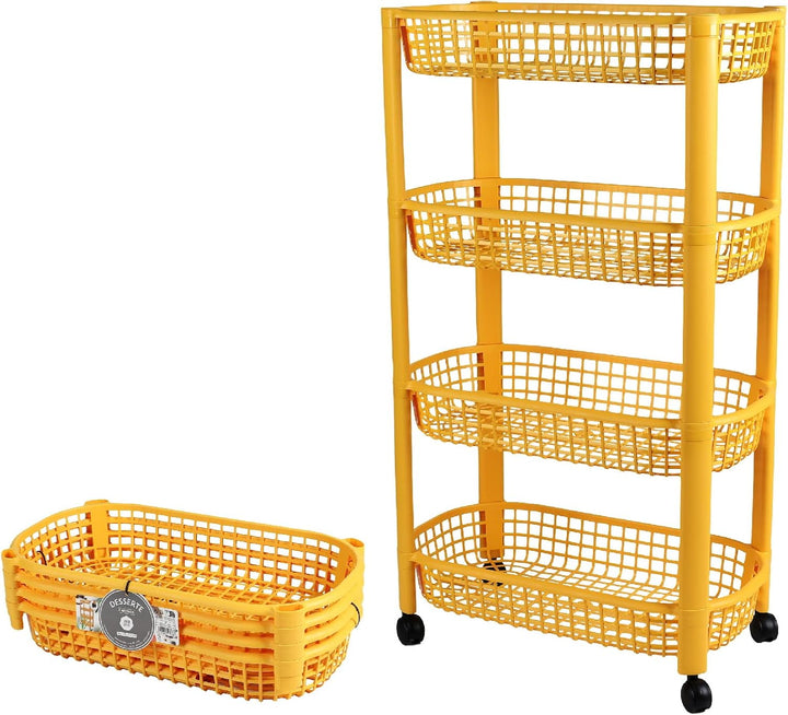 Urban Living Liberty Servierwagen, 4 Ebenen, 46,5 x 26 x 78,8 cm, Mustard Yellow 51068, 51068