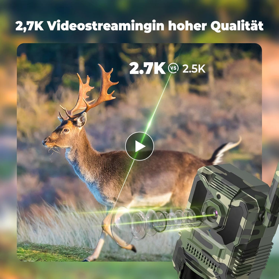 4G LTE Solar Wildlife Camera mit SIM Karte, Wildkamera mit handyübertragung app, Wildtierkamera mit