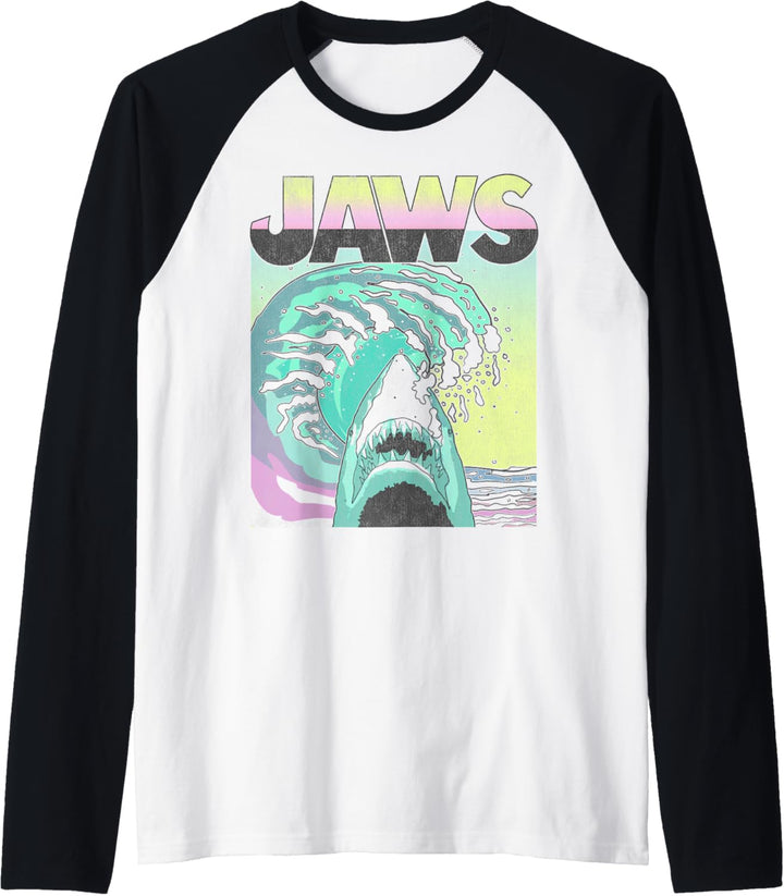 Jaws Retro Wave Poster Raglan