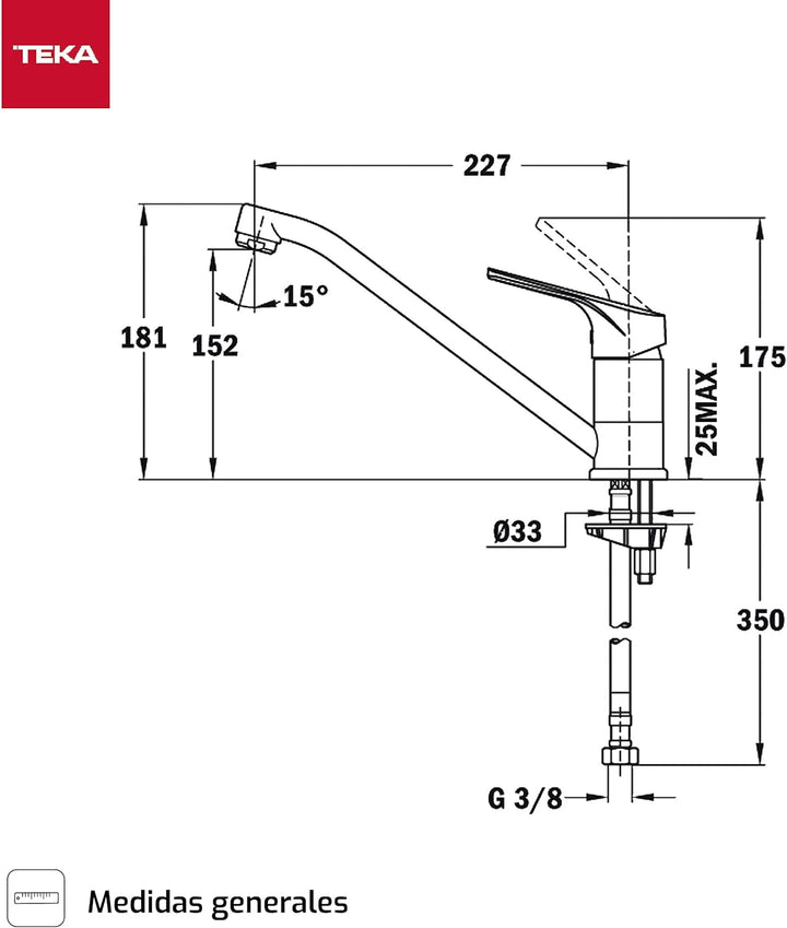 GRIFO MTP 913 CROMO Monomando de caño giratorio de fácil limpieza y aireador anticalcáreo Chromefarb