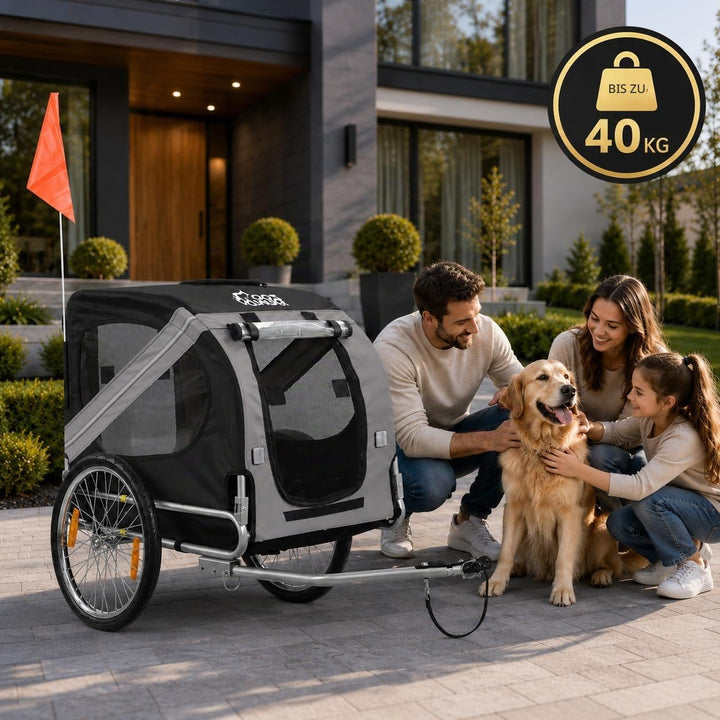 zoomundo Fahrradanhänger Hundeanhänger für Hunde-Transport Silver Frame Dunkelgrau/Schwarz, Dunkelgr