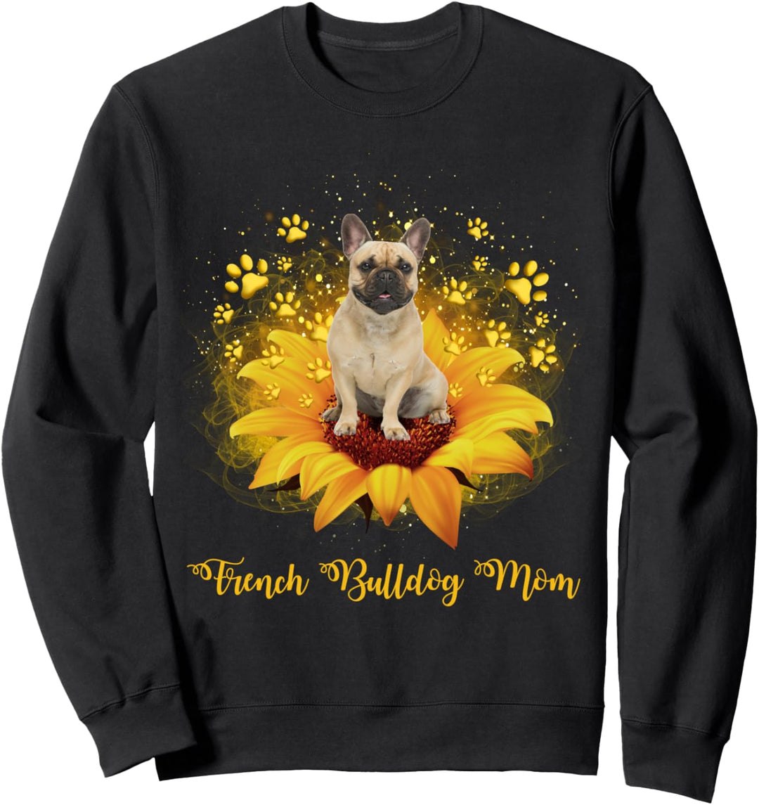 French Bulldog Mom Sunflower With Dog Paw Mother's Day Sweatshirt