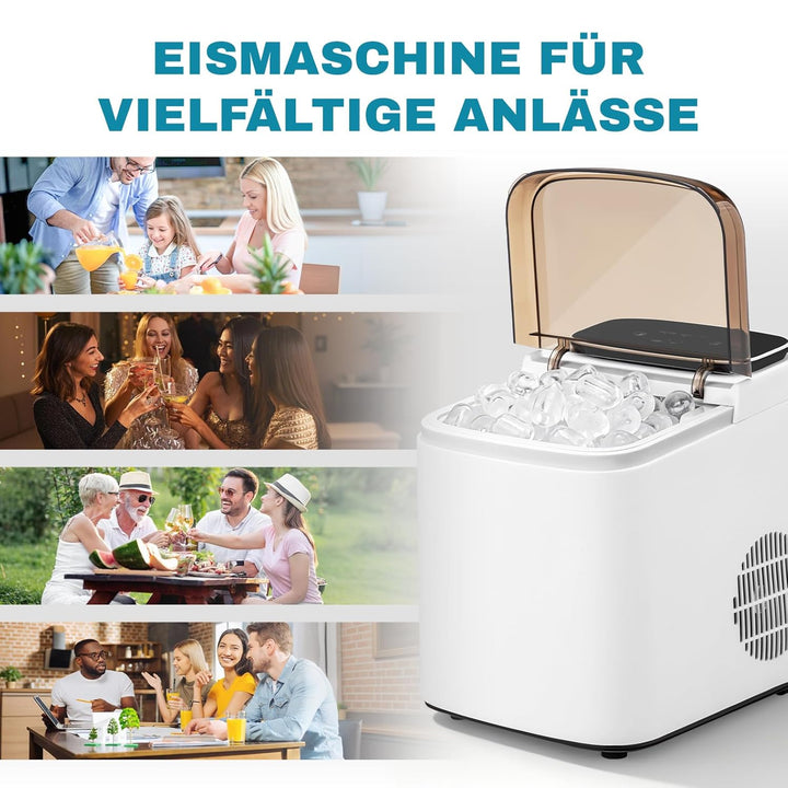 LEADZM Eiswürfelmaschine Klein,Eiswürfelbereiter Weiss | 9 Würfel in 6-10 Minuten fertig,12 kg Eis/T
