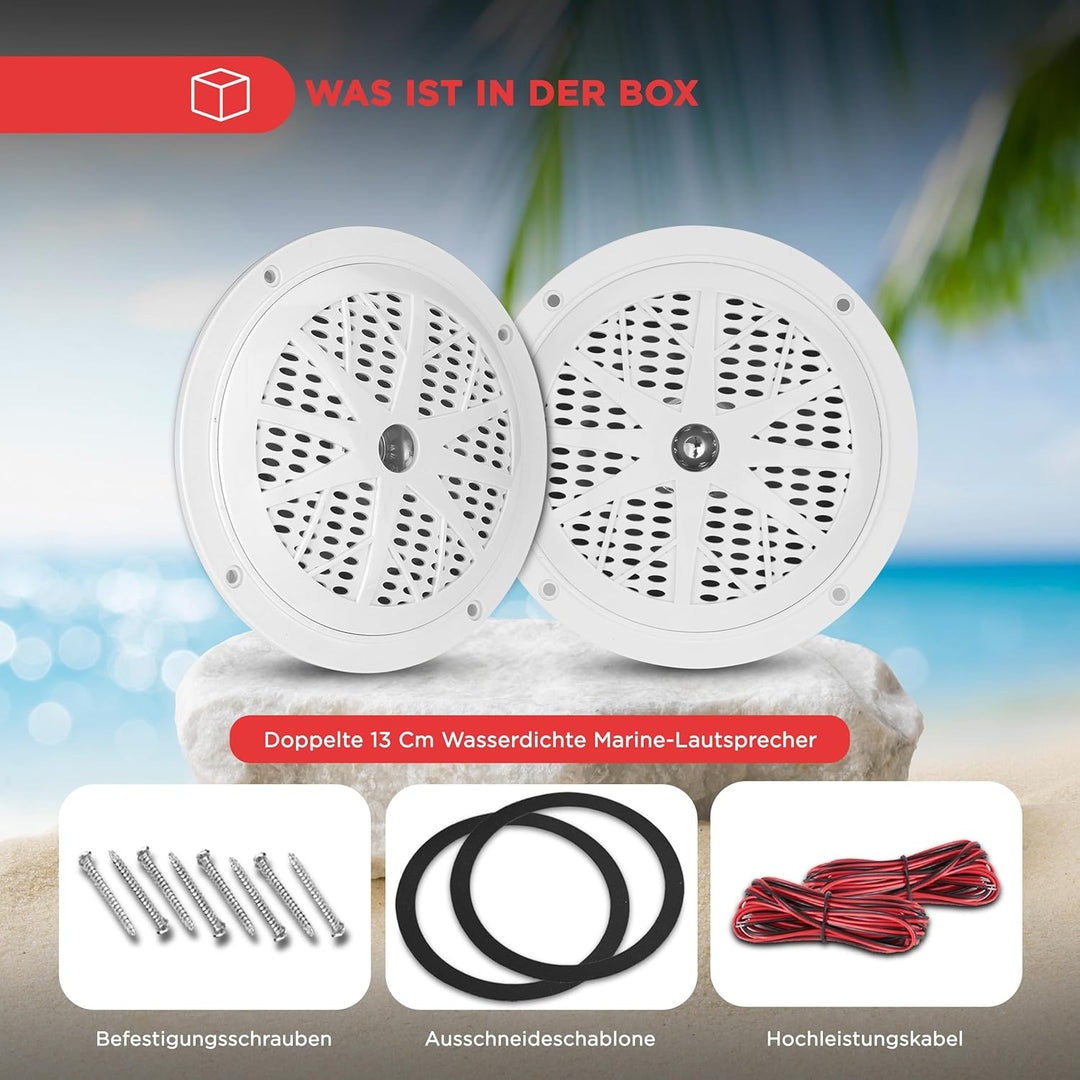 Pyle Marine Lautsprecher (100 Watt, 13,33 cm (5,25 Zoll), 2-Wege) weiss