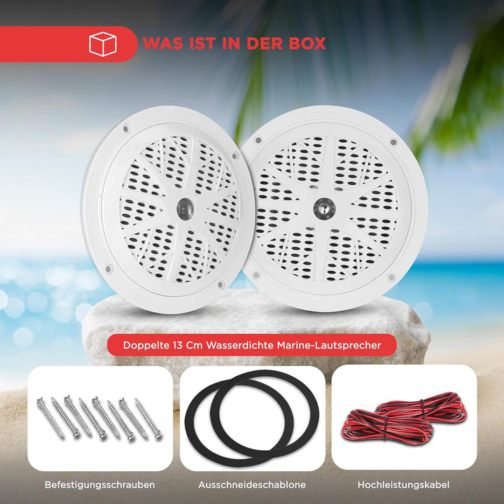 Pyle Marine Lautsprecher (100 Watt, 13,33 cm (5,25 Zoll), 2-Wege) weiss