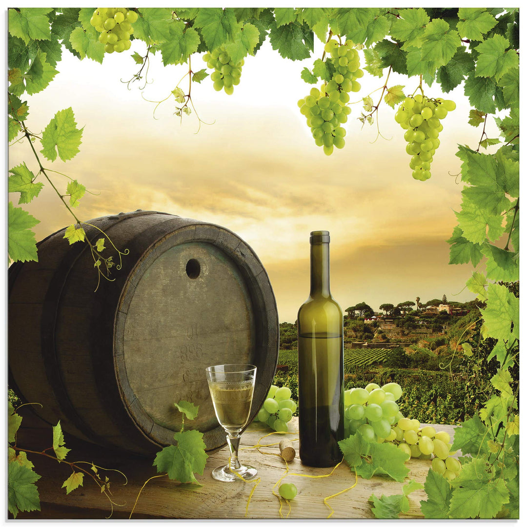 ARTland Glasbilder Wandbild Glas Bild einteilig 50x50 cm Quadratisch Landschaft Natur Wein Obst Trau