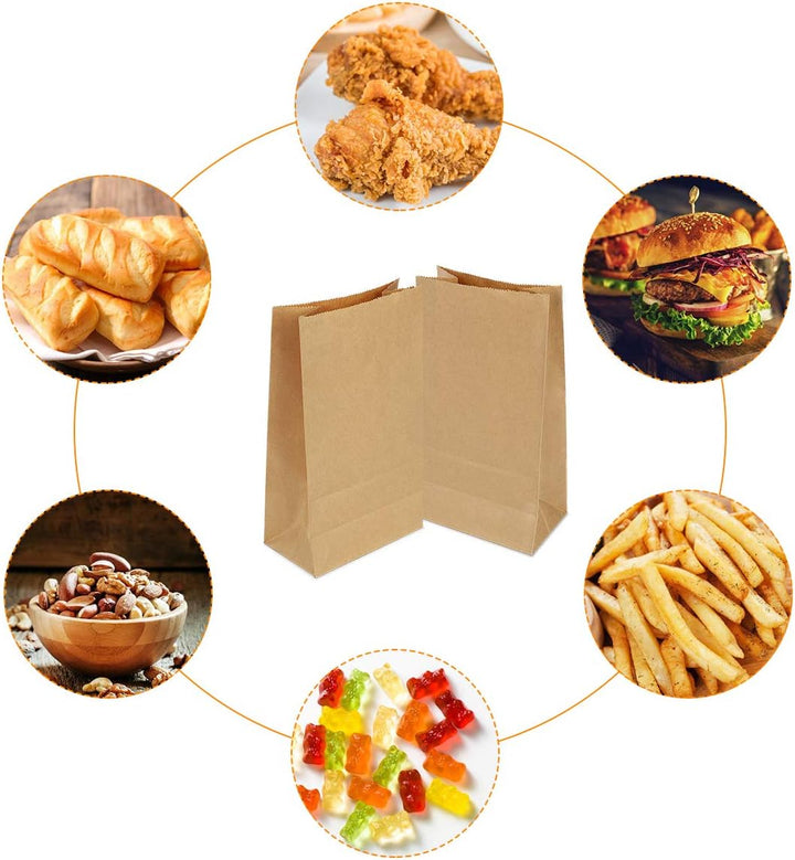 Gaoyong 100 Stück Papiertüten Braun, Geschenktüten Partytüten aus Papier Kraftpapiertüten für Geburt
