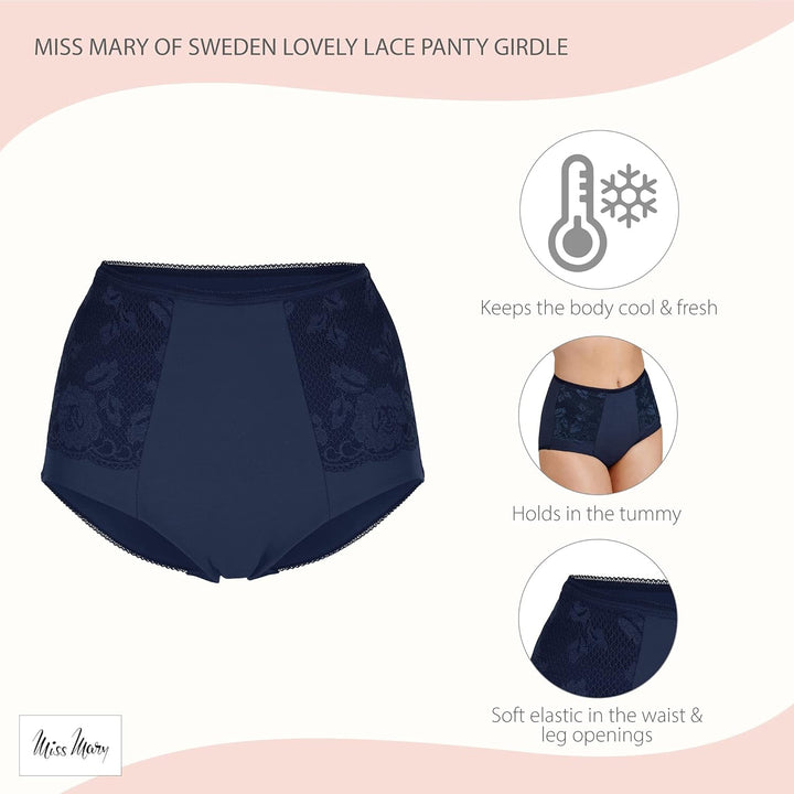 Miss Mary of Sweden Lovely Lace Miederhose 38 Dunkelblau, 38 Dunkelblau