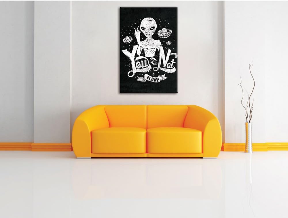 Dark You are not alone black Bild auf Leinwand, XXL riesige Bilder fertig gerahmt mit Keilrahmen, Ku
