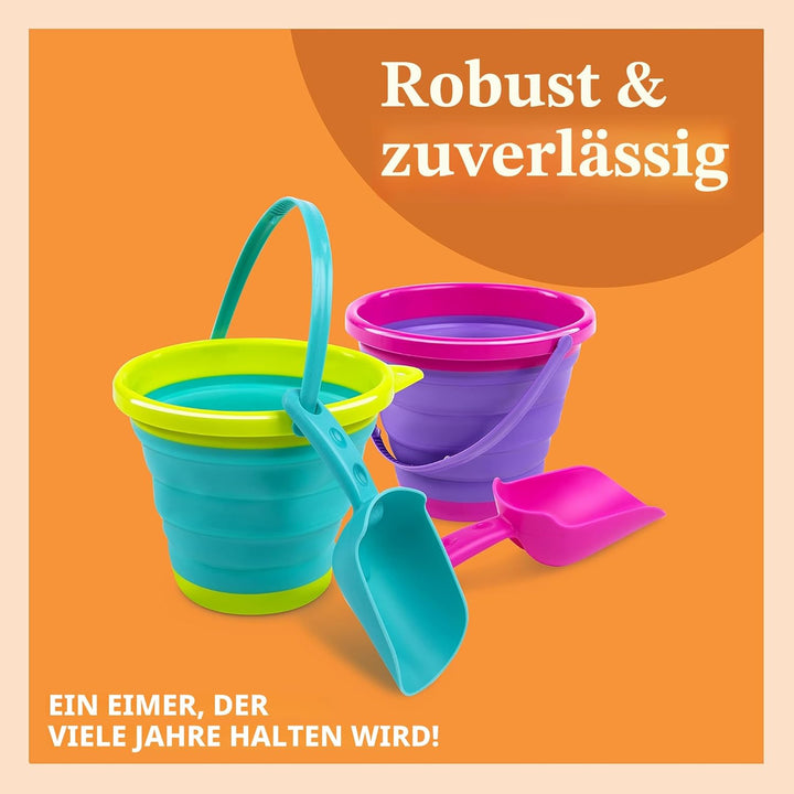 JOYIN 3 Packungen Faltbares Strand Eimer Set，Sandkasten Faltbare Sandspielzeug Eimer mit Netz-Rücksa
