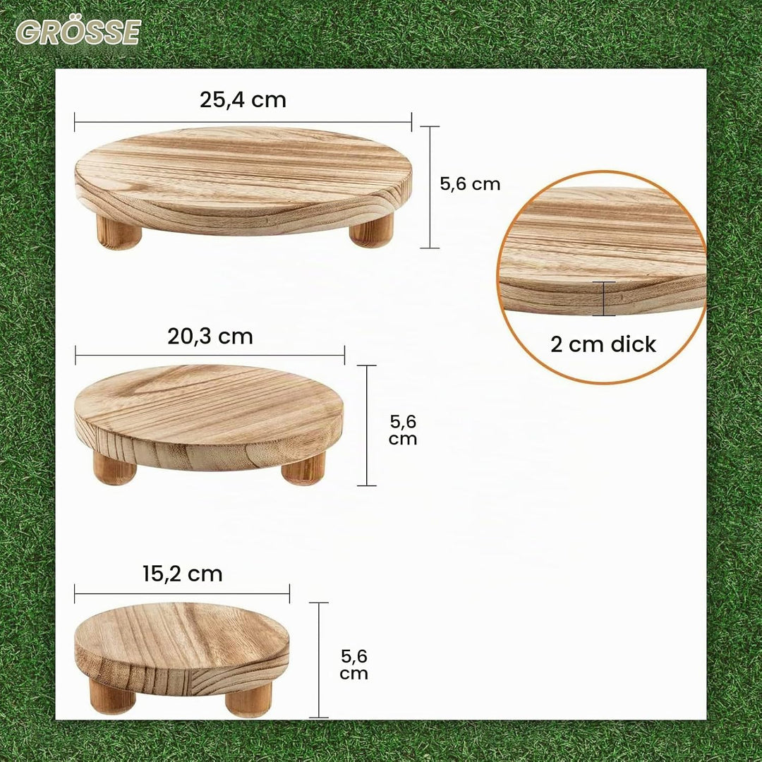mumisuto Holz Blumenhocker,3 Stück Rund Holz-Topfpflanzenständer Blumenständer Hocker,Blumentopfstän