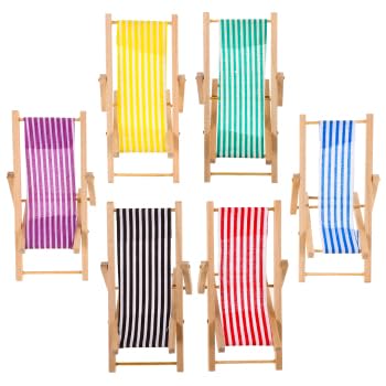 6Pcs Miniatur Strand Stuhl: Mini Holz Strandstuhl Liegestuhl Deko Puppen liegestuhl Strandkorb DIY Z