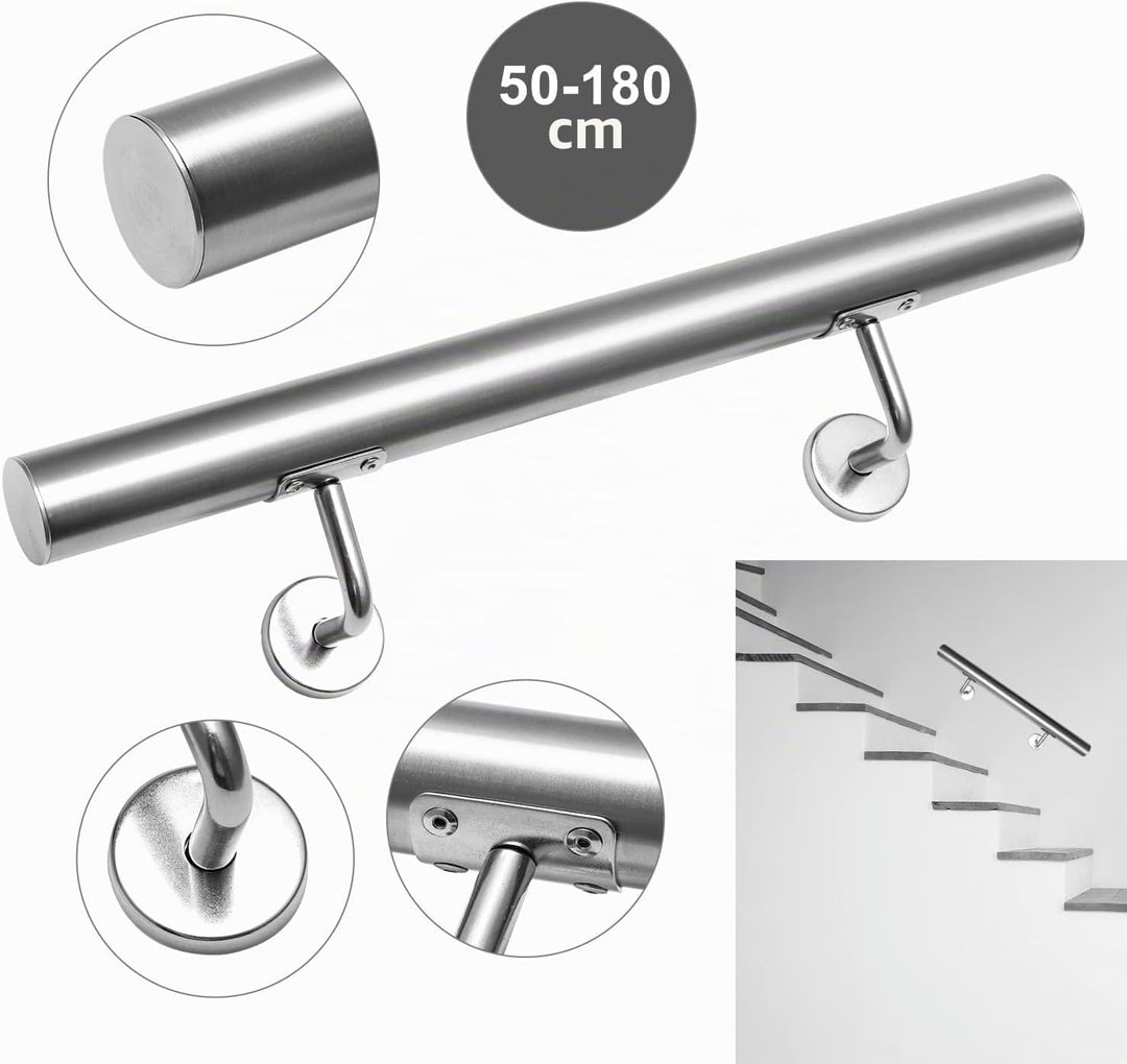 Daromigo Edelstahl Handlauf Treppengeländer Geländer Wandhandlauf Wand Treppe mit Wandhalterung und