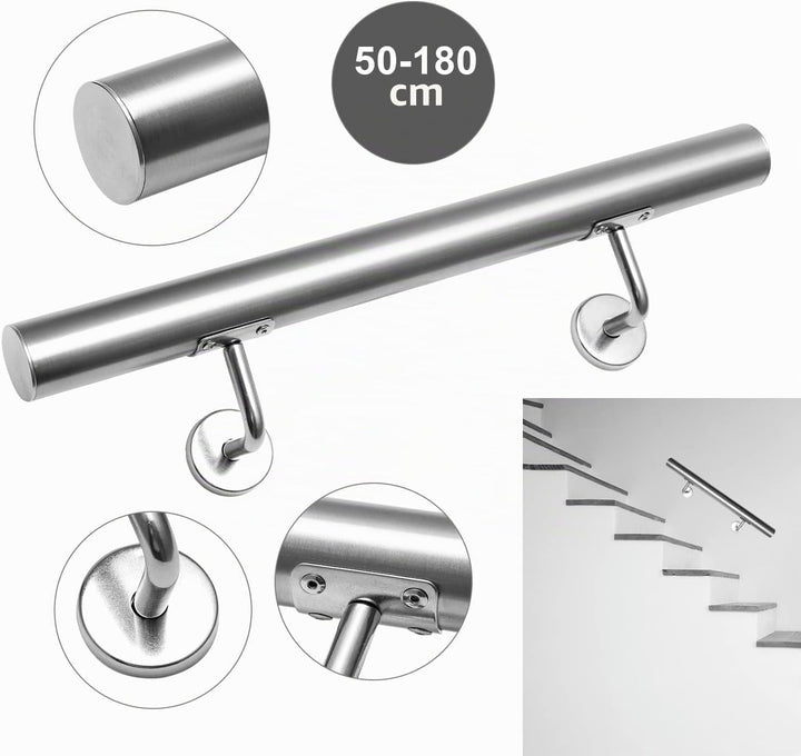 Daromigo Edelstahl Handlauf Treppengeländer Geländer Wandhandlauf Wand Treppe mit Wandhalterung und