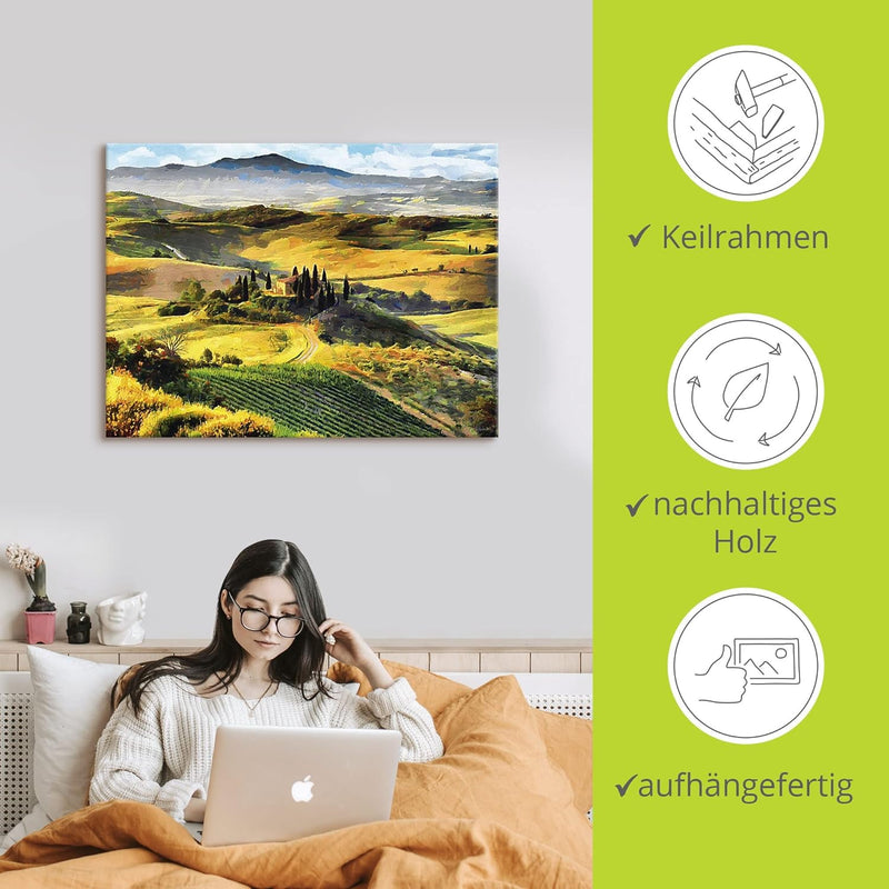 ARTland Leinwandbilder Wandbild Bild auf Leinwand 80x60 cm Gemälde Landschaftsbilder Toskana Natur I