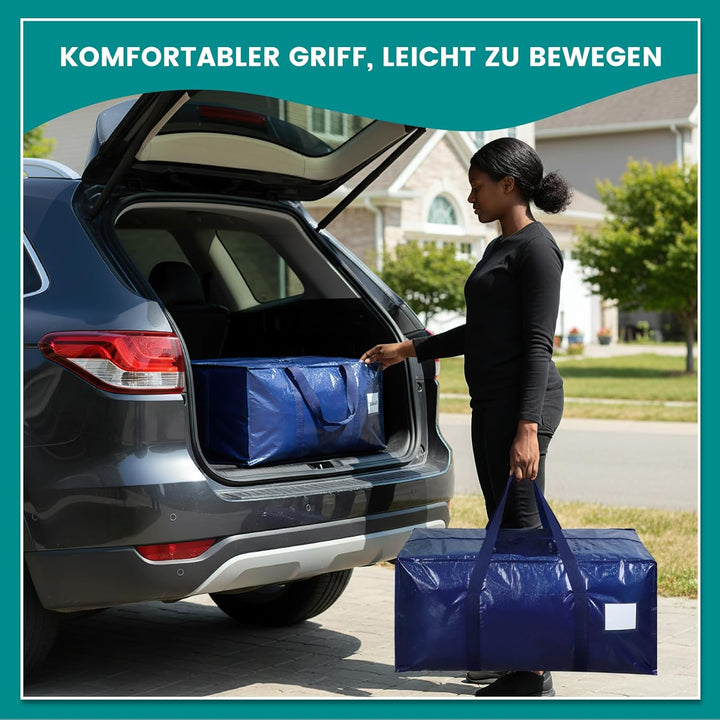 4 Stück 90L Aufbewahrungstasche, Heavy-Duty Umzugstaschen Umzugskartons Grosse mit Reissverschluss G