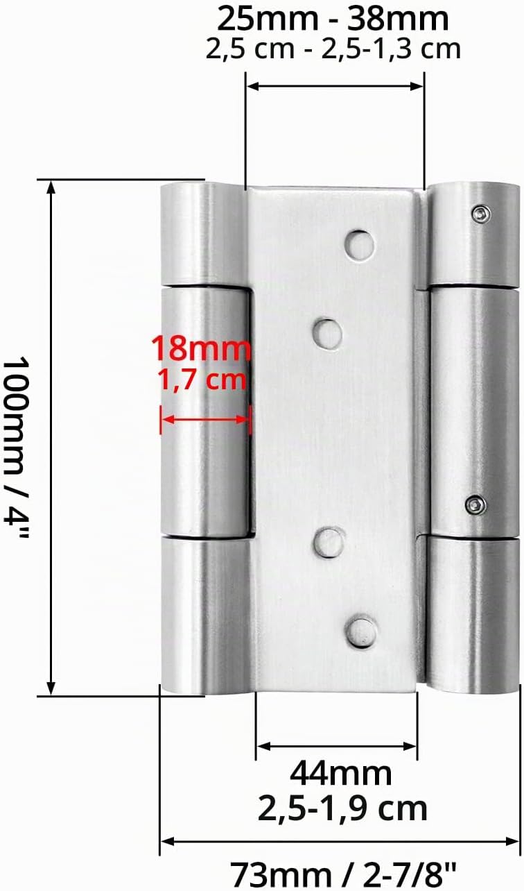 QWORK® Pendeltürband Türscharnier, 304 Edelstahl Scharniere für Pendeltür und Schwingtür für Cafe, S