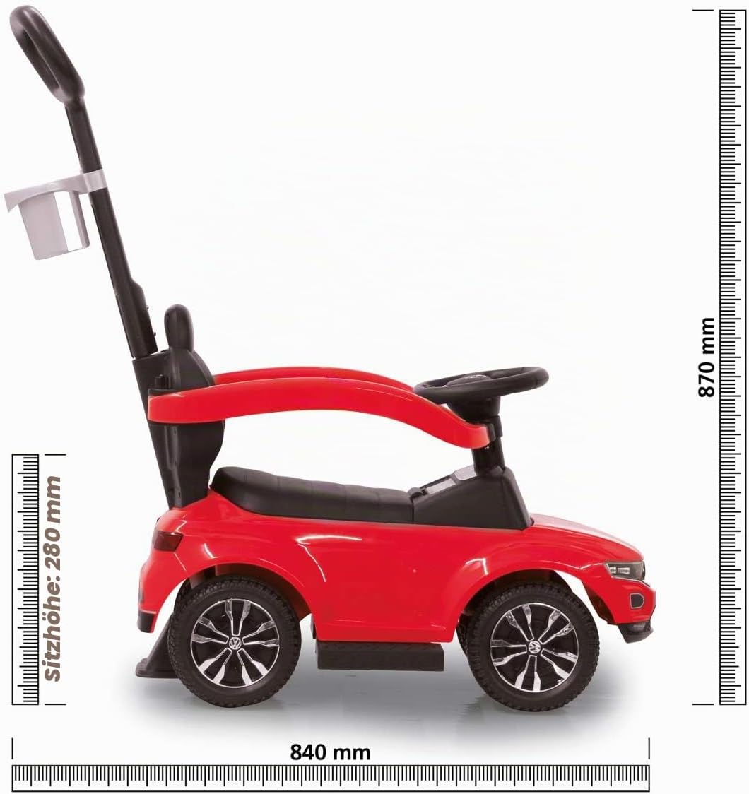 JAMARA 460461 Rutscher VW T-ROC 3in1 – Kippschutz, Kofferraum, Schub-und Haltestange mit Lenkfunktio