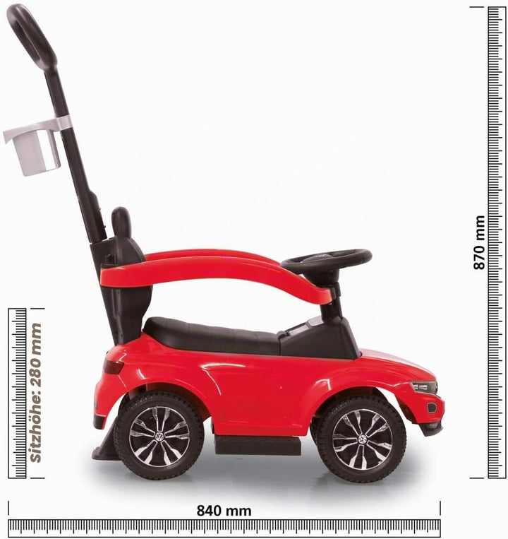 JAMARA 460461 Rutscher VW T-ROC 3in1 – Kippschutz, Kofferraum, Schub-und Haltestange mit Lenkfunktio