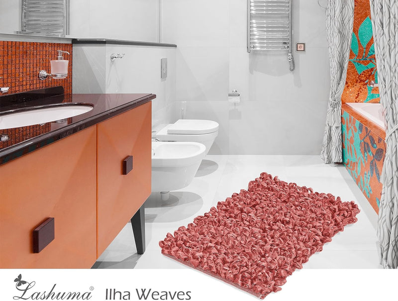 Lashuma Zottelteppich Masala Pink, weiche hochfor Badematte 50x70 cm 50x70 cm Marsala, 50x70 cm Mars