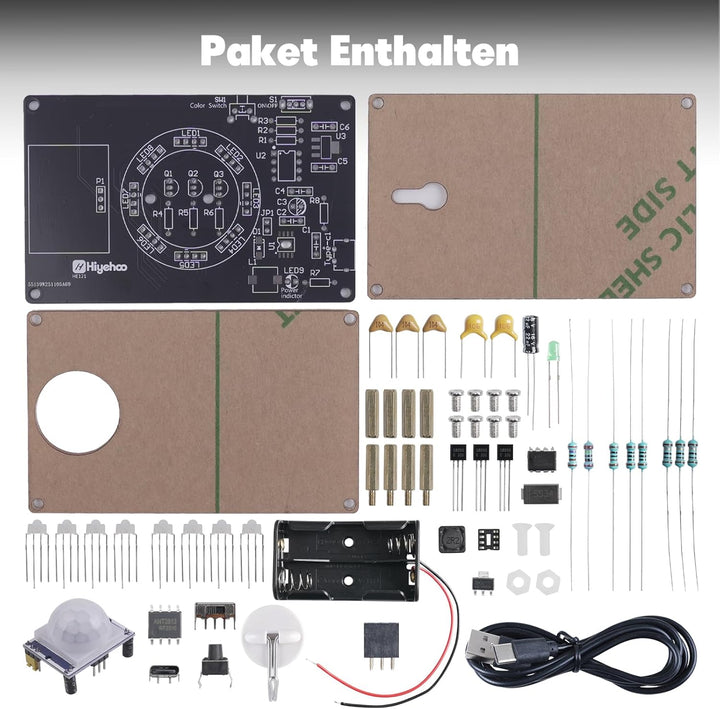 DIY Bewegungssensor Lichter Löt Bausatz, LED Nachtlicht Elektronik Bausatz, Lehr und Lernausbildung