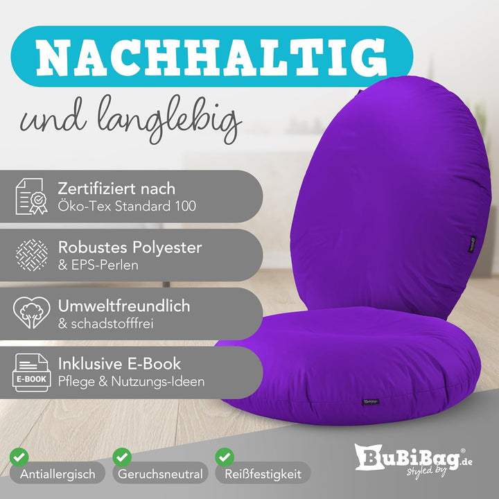 BuBiBag 2in1 Sitzsack L - XXL mit Füllung für Kinder &amp; Erwachsene, Gaming Beanbag &amp; Bodenkissen für