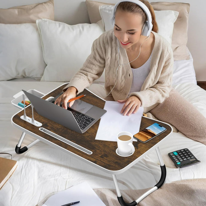 Klappbarer Laptop-Schreibtisch 60x40cm – Leichter, Multifunktionaler Bett Schreibtisch mit Kartensch