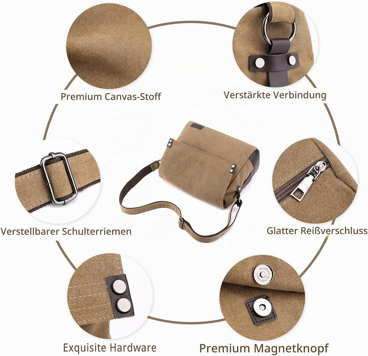 CORIOS Herren Umhängetaschen Canvas Schultertasche Laptoptasche für 13.3 Zoll Notebook Lehrertasche