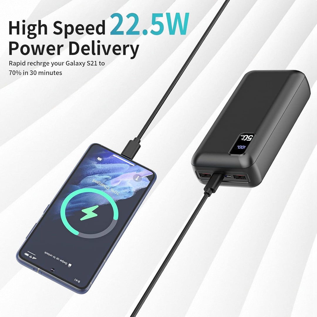 PowerBank 50000mAh grosse kapazität, 22,5W Powerbank PD20W Schnell Aufladende Externer Handyakku USB