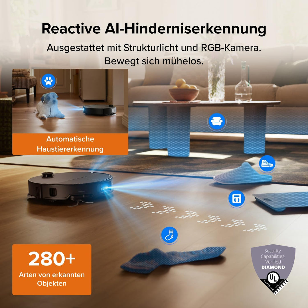 roborock Qrevo Edge 2 Set Saugroboter mit Wischfunktion, 25.000 Pa Saugkraft, Schwarz, Setschwarz